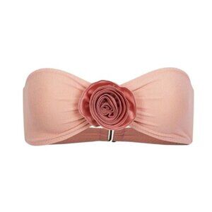 SAME Los Angeles Rosette Bandeau Top in Faux Suede Blush